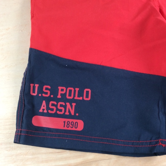 U.S. Polo Assn. Boys Swim Shorts Swim Trunks Size L 10-12 Red Blue NWT - Picture 5 of 11
